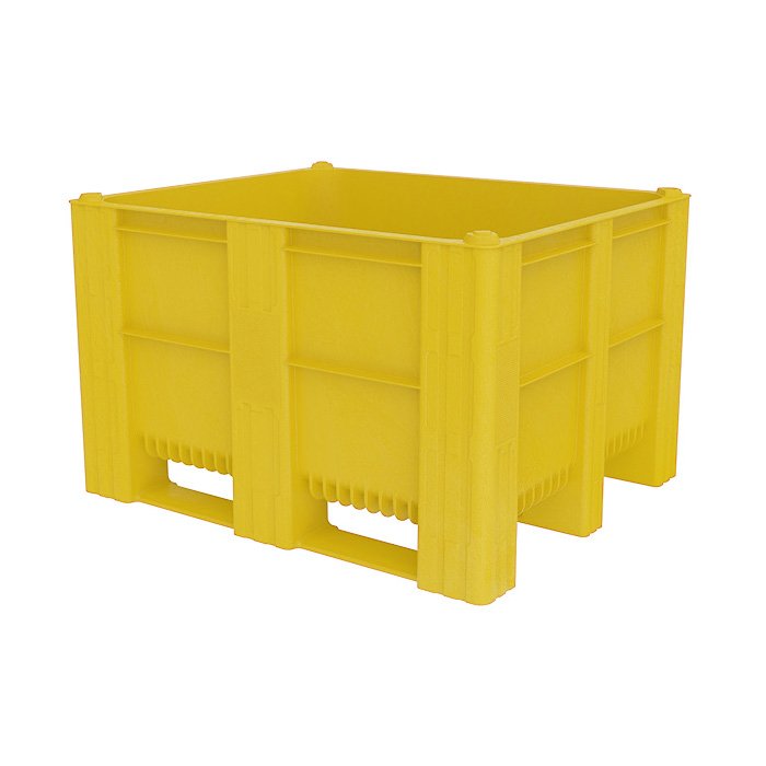 Box Pallet - 605ltr, HDPE, Yellow, Solid, 1200x1000x740mm