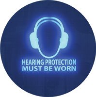 Noise activated sign - Hearing protection must be worn