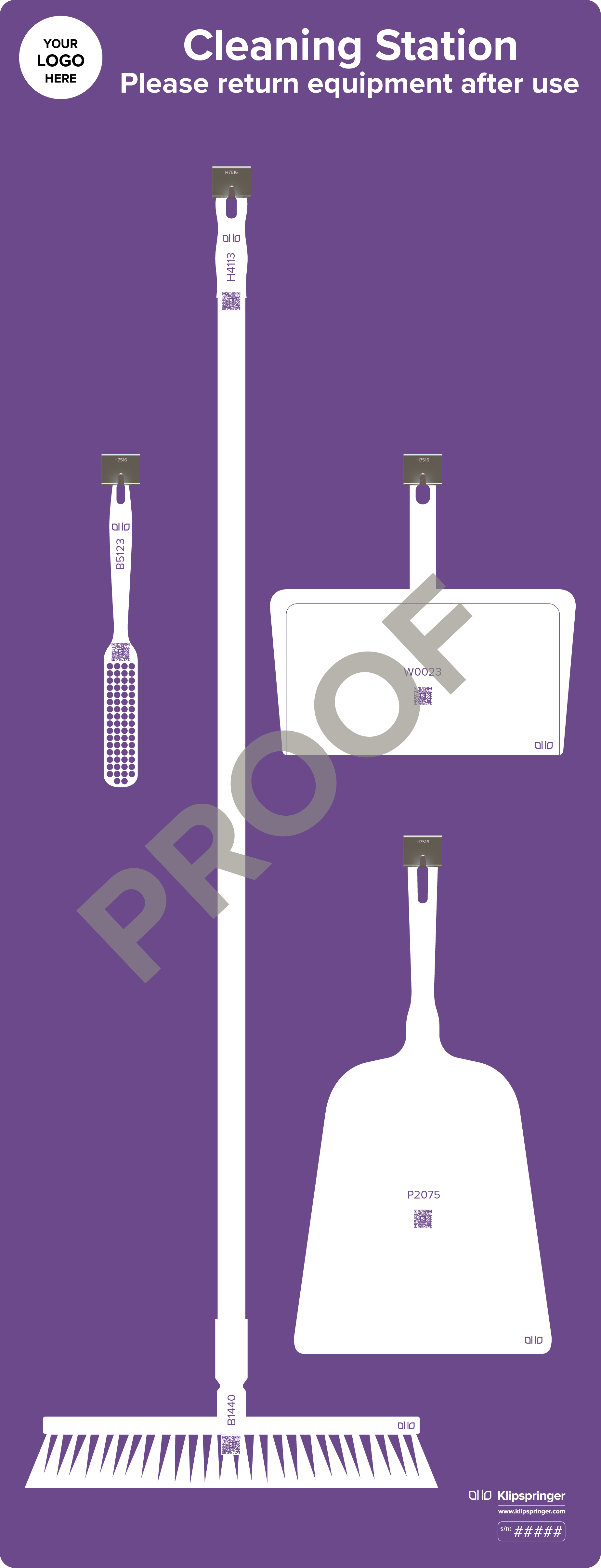 Floor Cleaning Station with Hand Shovel (With Utensils) - Purple