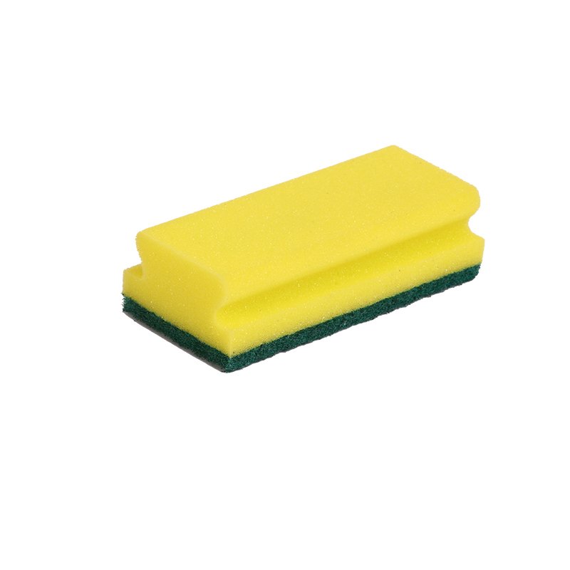 Contract Scouring Pad - Medium, Sponge Backed, X10, Green/yellow