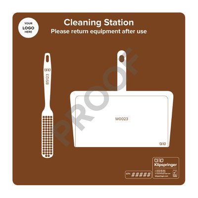 Cleaning Station with Dustpan and Brush- Brown