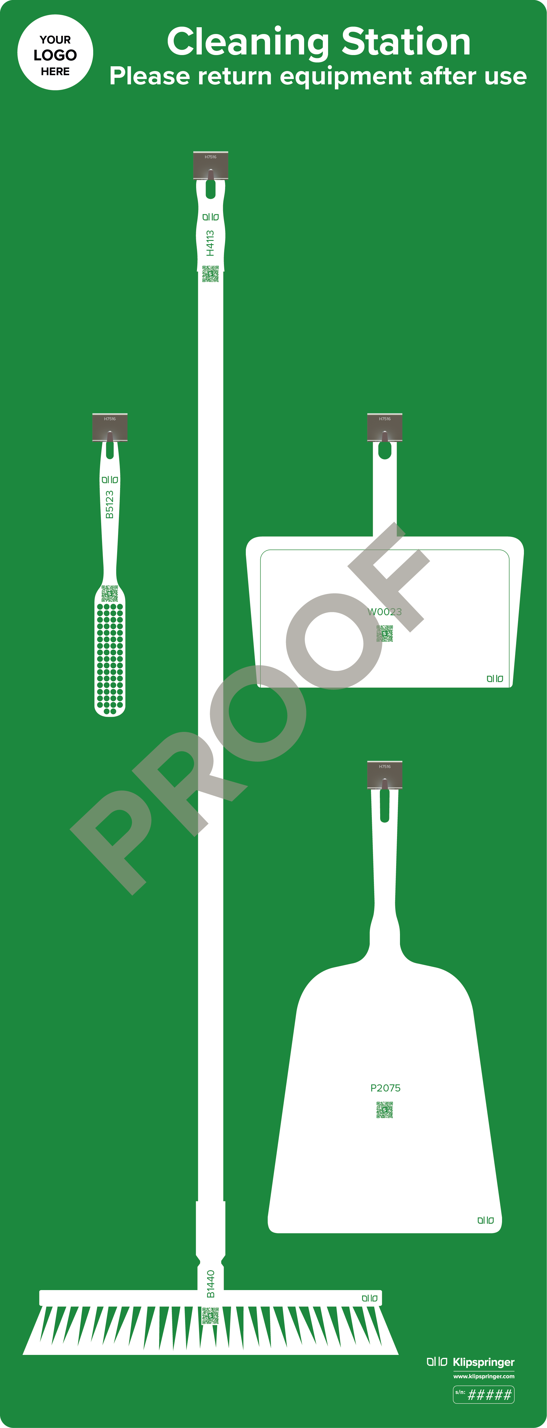 Floor Cleaning Station with Hand Shovel - Green