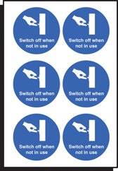 Switch off when not in use 65mm dia - sheet of 6