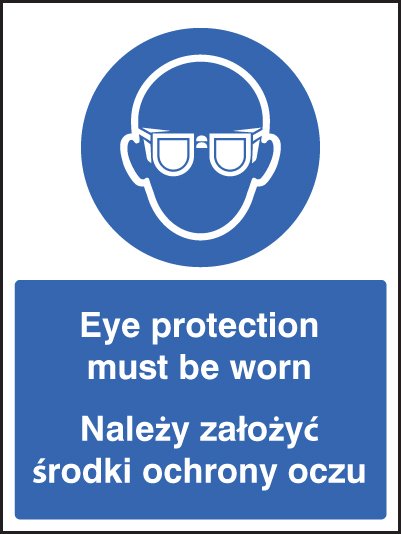 Eye protection must be worn (English/polish)