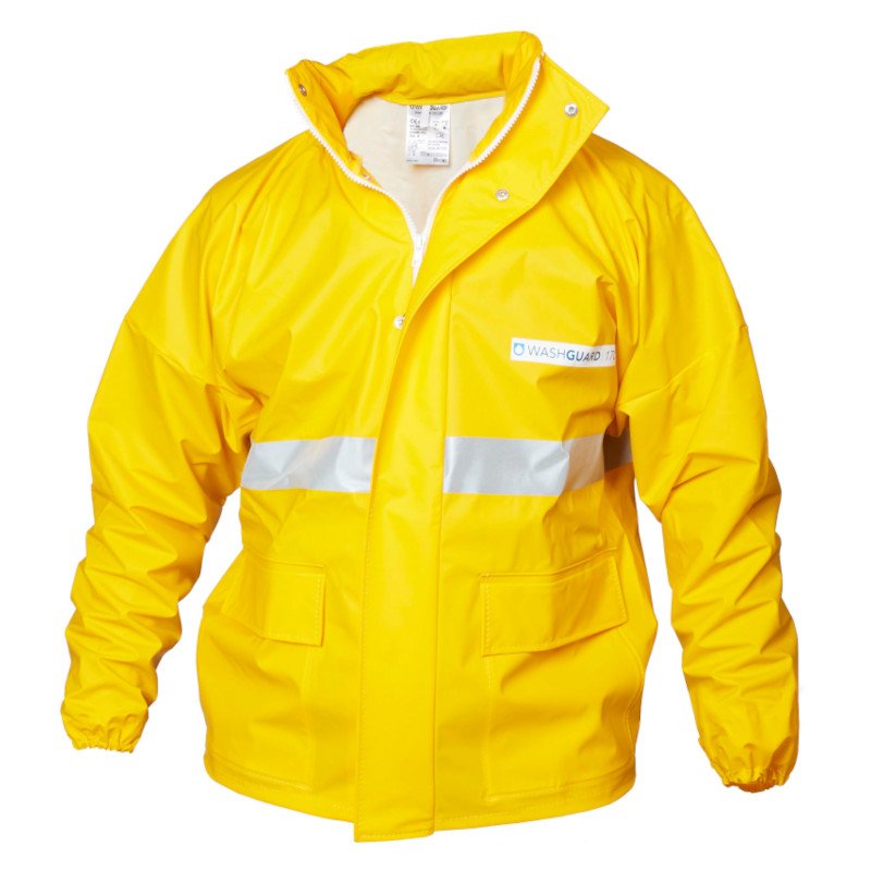 Washguard Chemical Resistant Jacket with Pockets, Small, Yellow