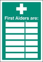 First aiders are (space for 6) adapt-a-sign 215x310mm