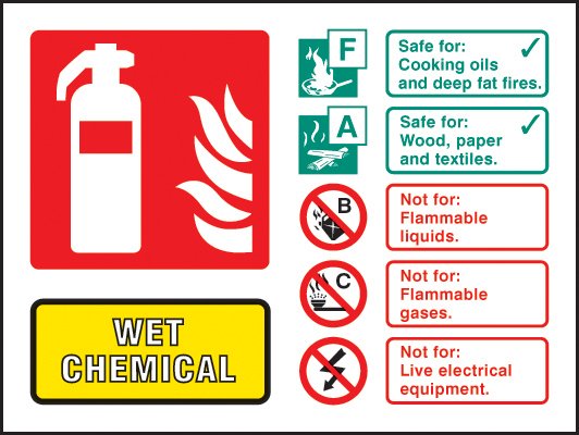 Wet chemical extinguisher ID    Size: D (100x150mm)