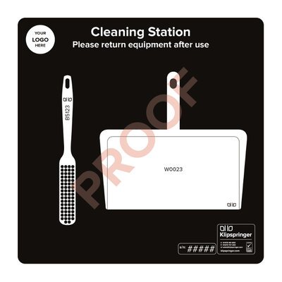Cleaning Station with Dustpan and Brush- Black