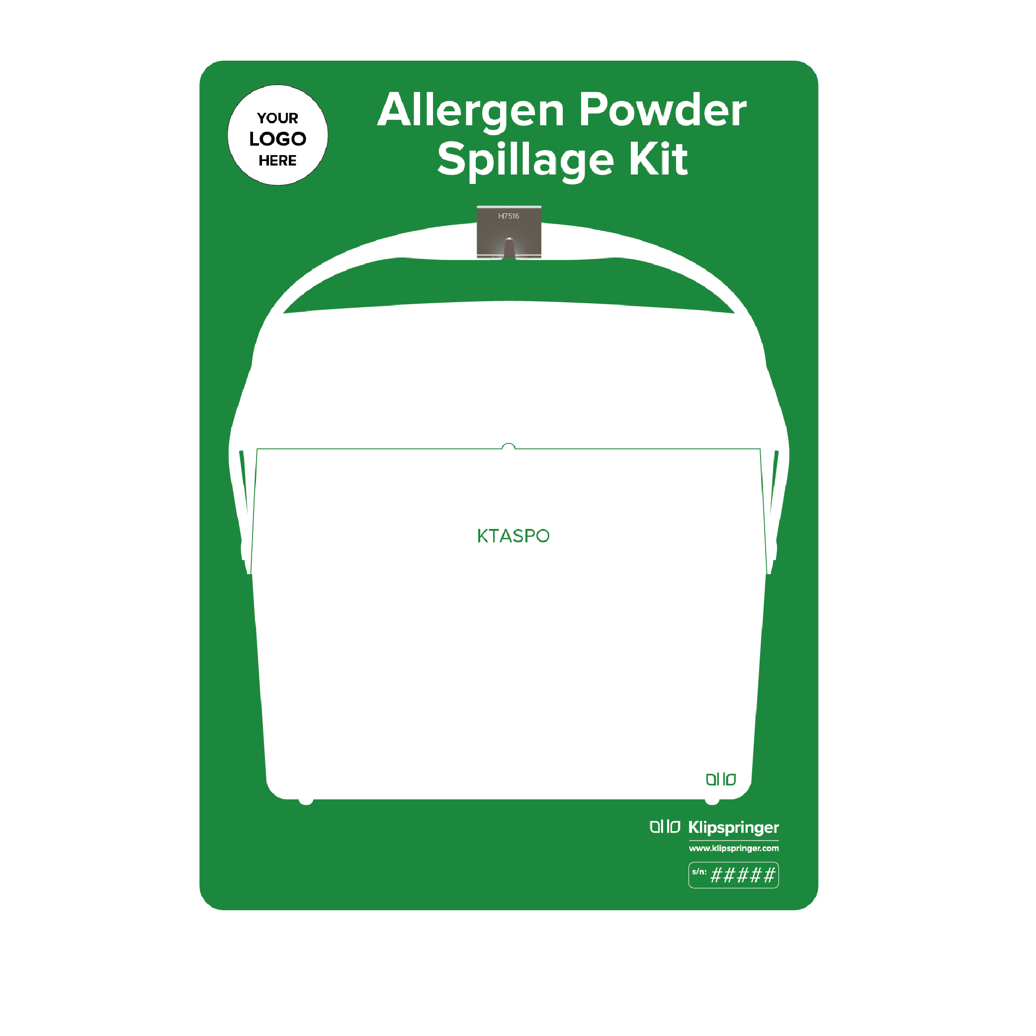 Allergen Spillage Powder Kit Shadow Board, Green