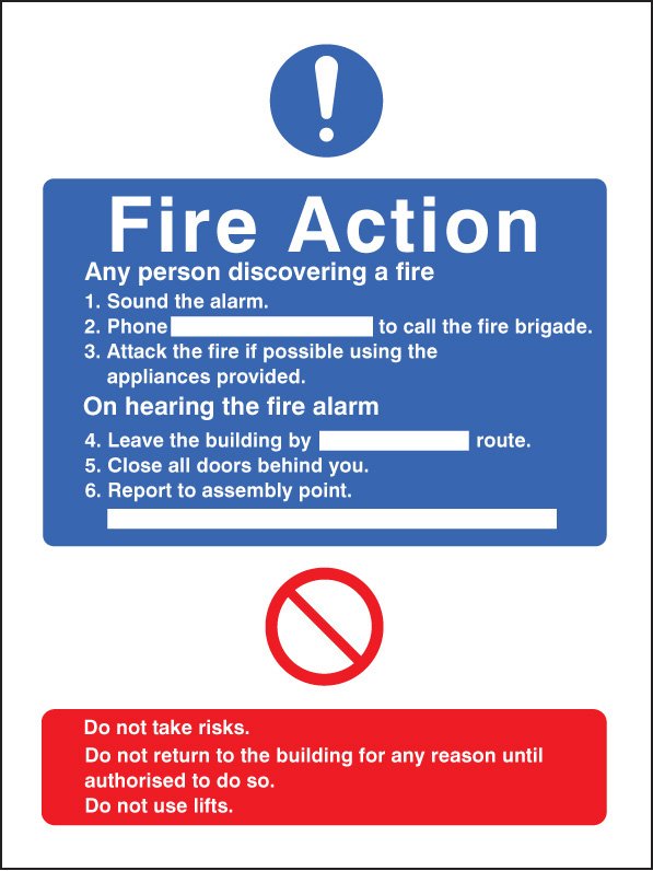 General fire action with lift   Size: H (300x250mm)