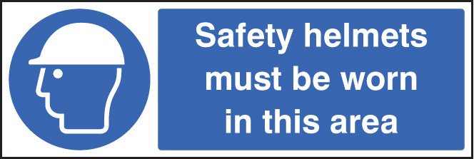 Safety helmets must be worn in this area 300x100mm adhesive back