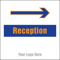 Reception, arrow right site saver sign 400x400mm