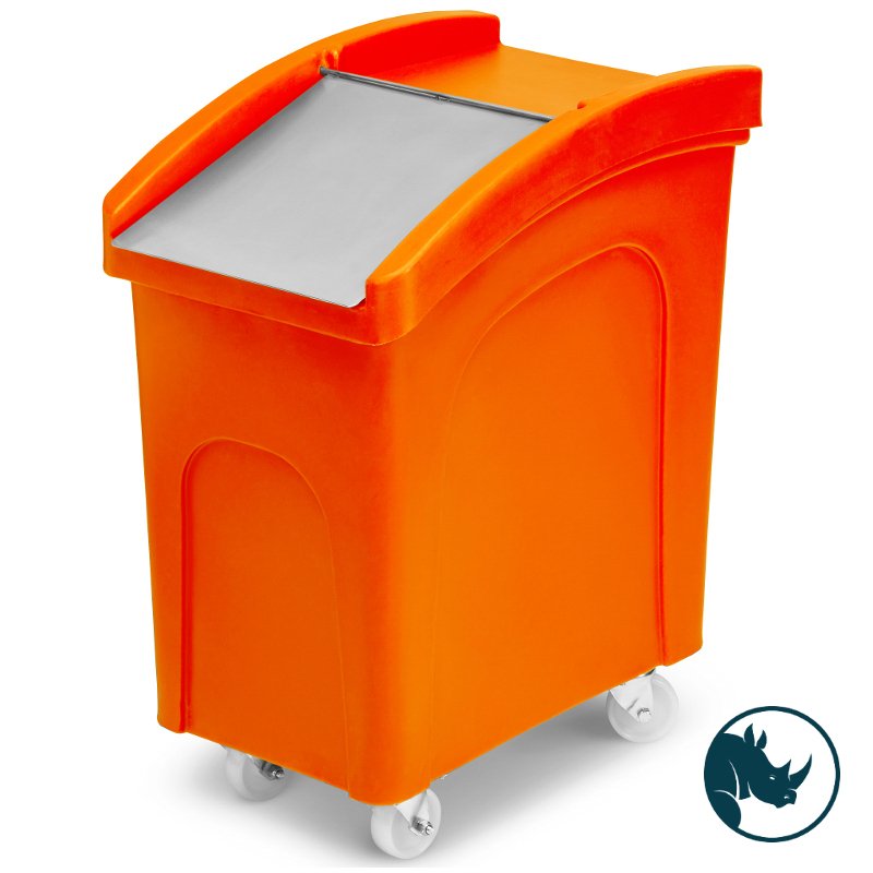 Ingredient dispensing truck - 90 ltr, stainless steel dispensing lid, orange