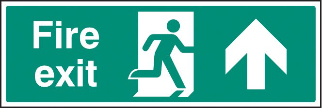 Fire exit arrow straight on   Size: G (300x100mm)