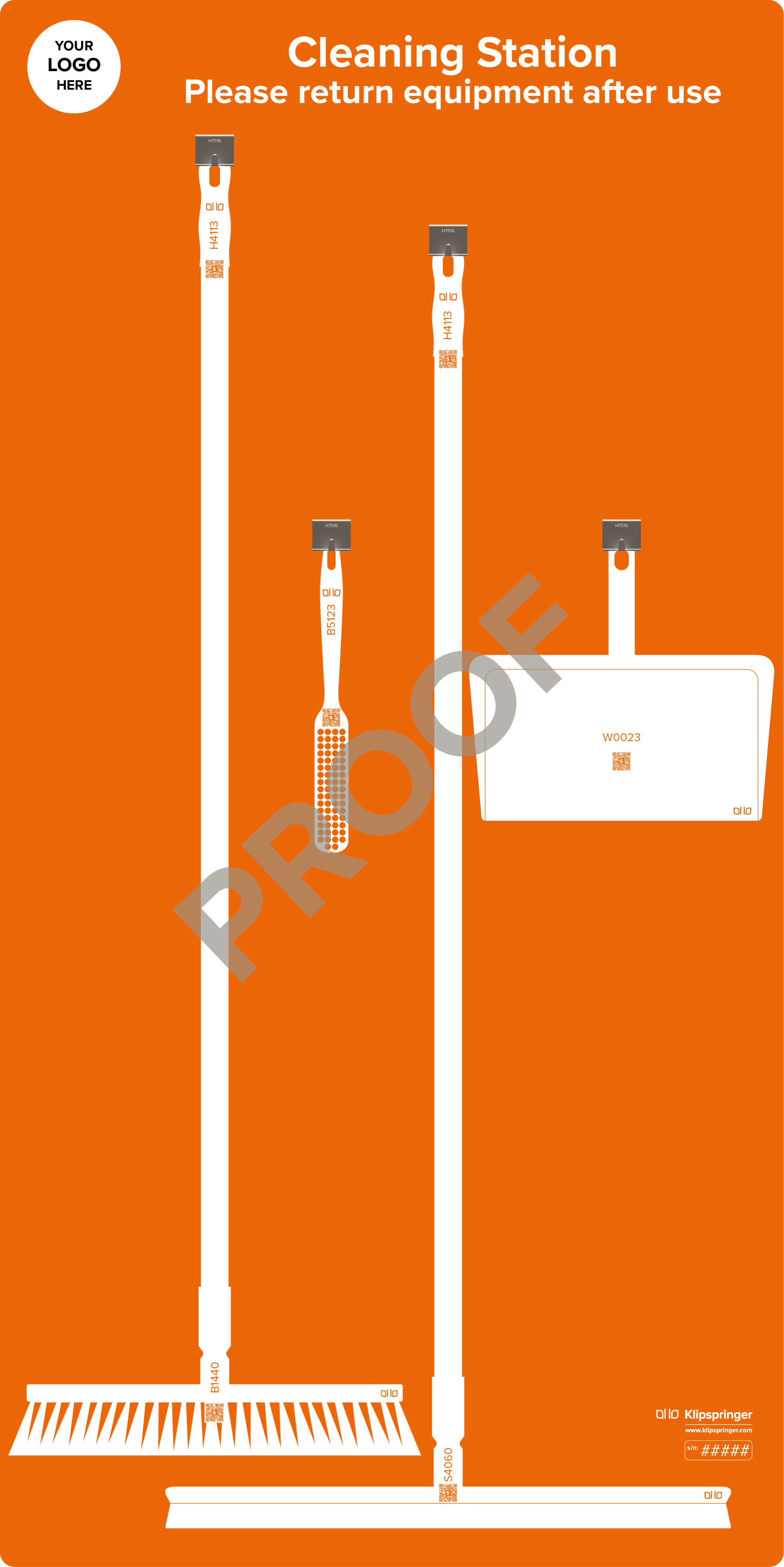 Floor Cleaning Station with Squeegee (with utensils) - Orange