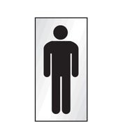 Gents symbol 70x140mm Engraved aluminium effect pvc