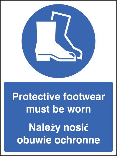 Protective footwear must be worn (English/polish)