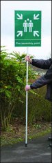 Mobile assembly point aluminium on pole 450x600mm