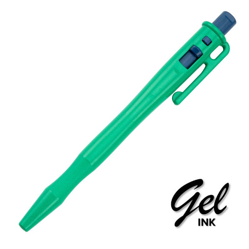 Detectable pen - Gel ink, retractable, with pocket clip and lanyard loop, green housing, blue ink, x25