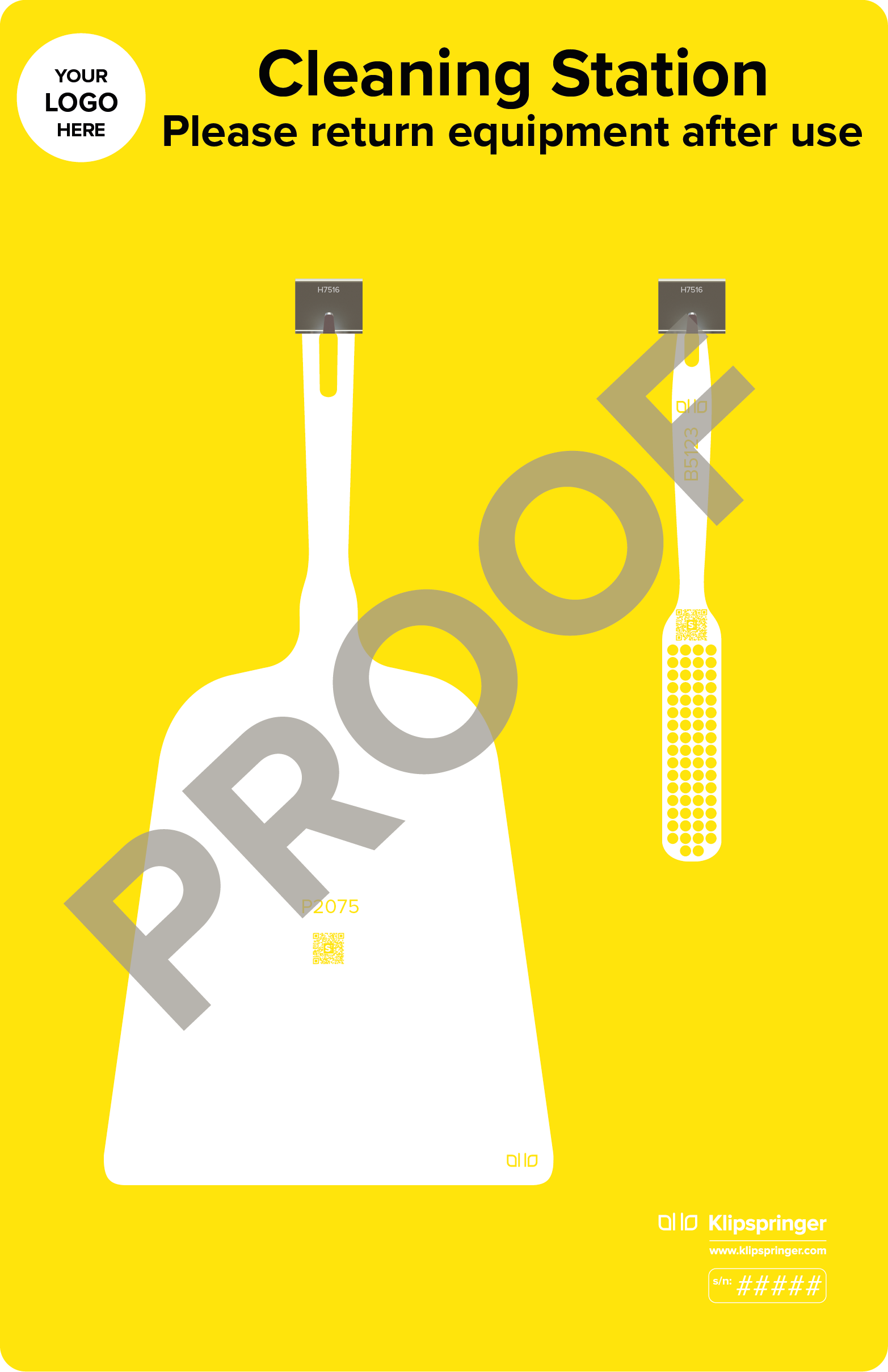 Cleaning Station with Hand Shovel and Brush - Yellow