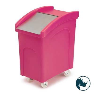 Ingredient dispensing truck - 90 ltr, stainless steel dispensing lid, pink