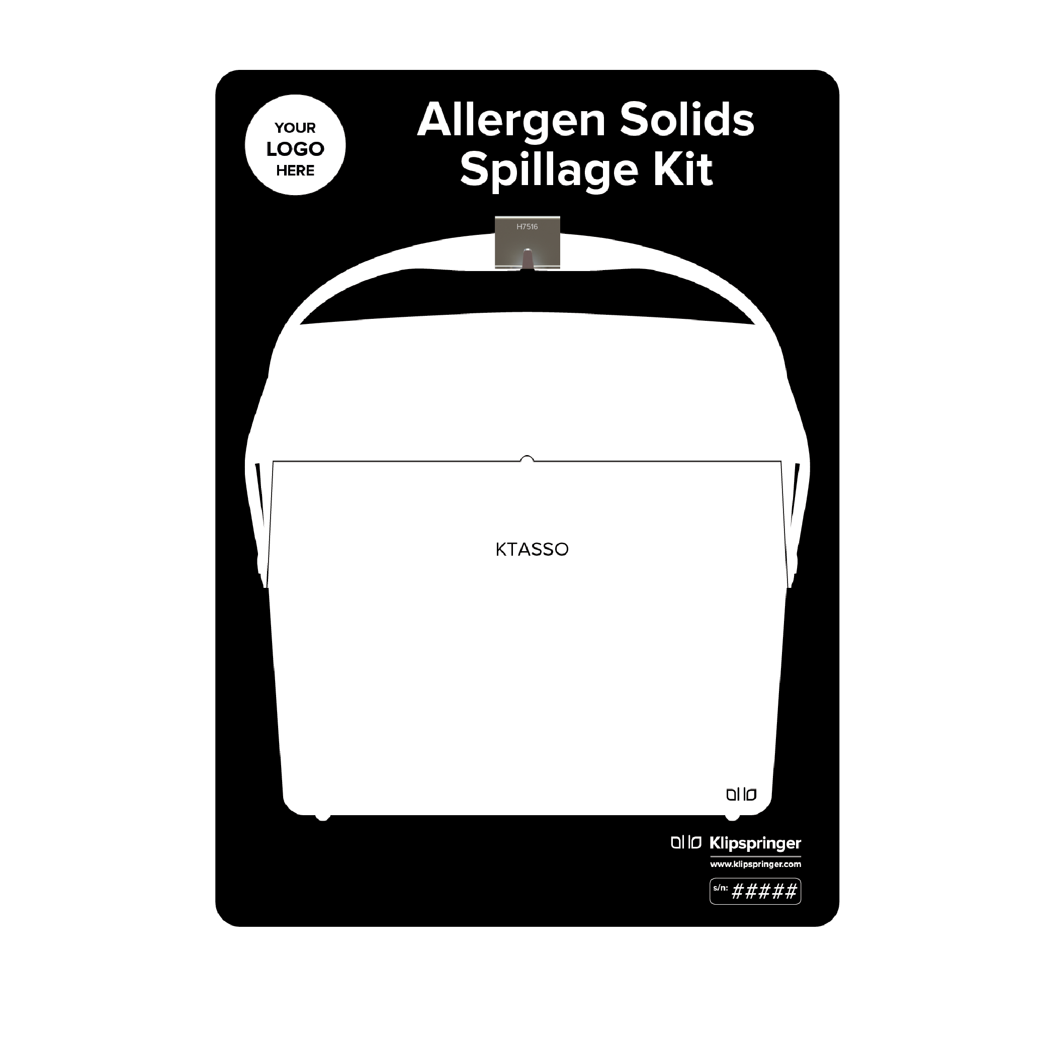Allergen Spillage Solids Kit Shadow Board, Black
