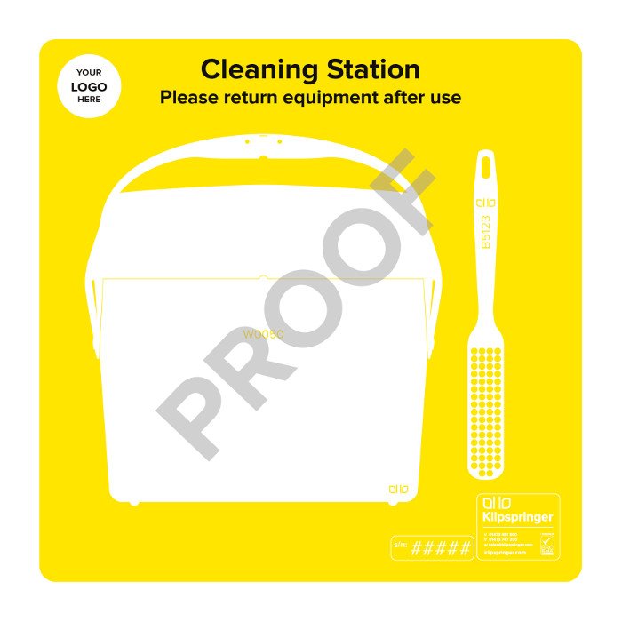Cleaning Station with Lobby Pan and Brush (with utensils) - Yellow