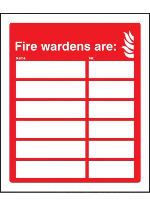 Fire wardens are (6 names and numbers)