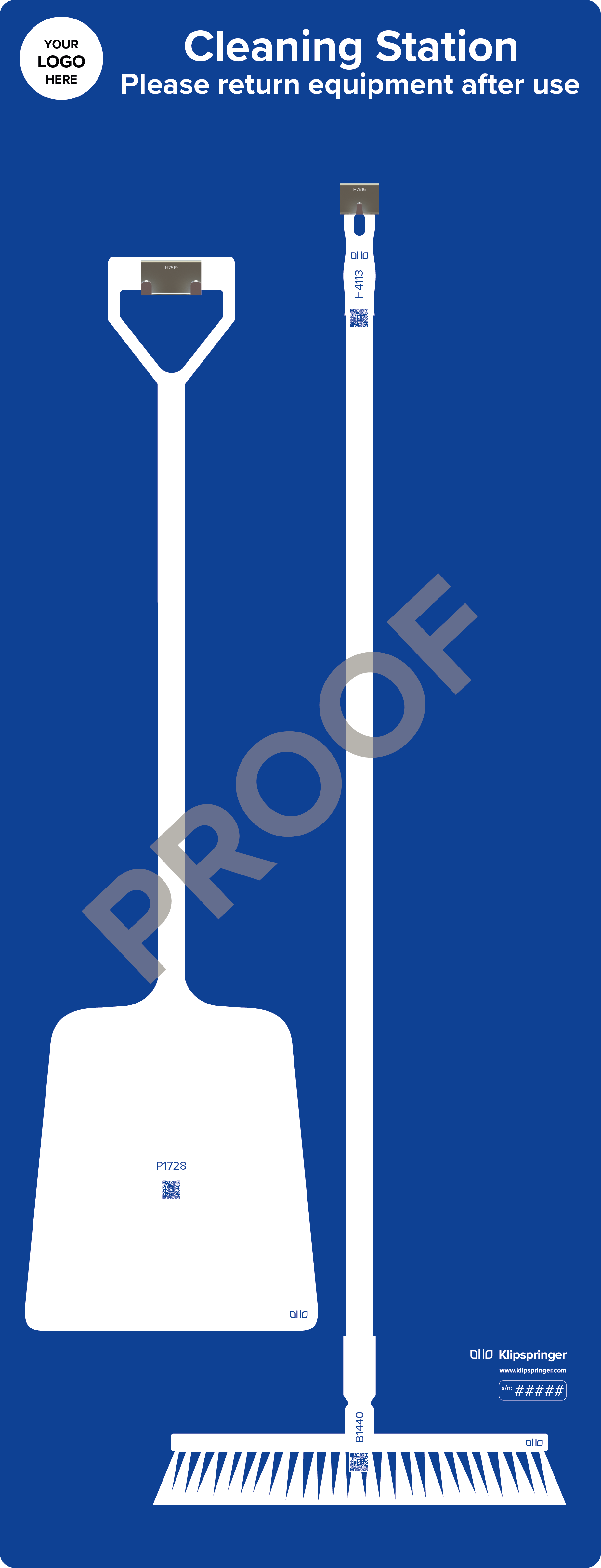 Cleaning Station with Floor Sweeper and Shovel - Blue