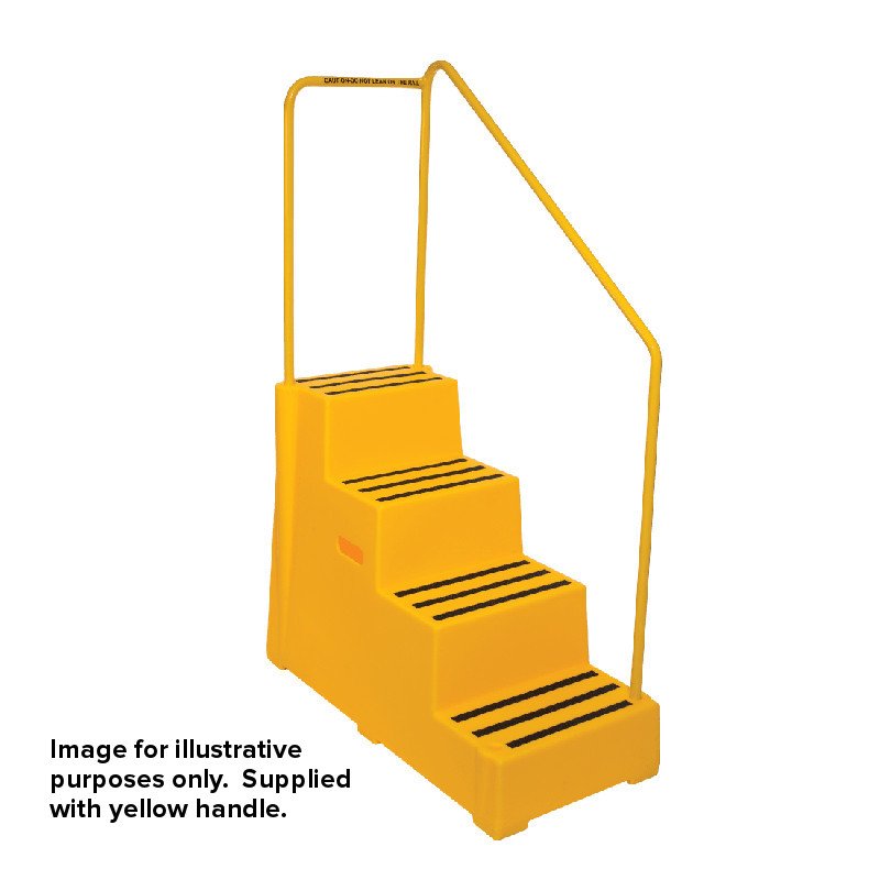 Safety step - orange, 4 steps, c/w yellow handrail