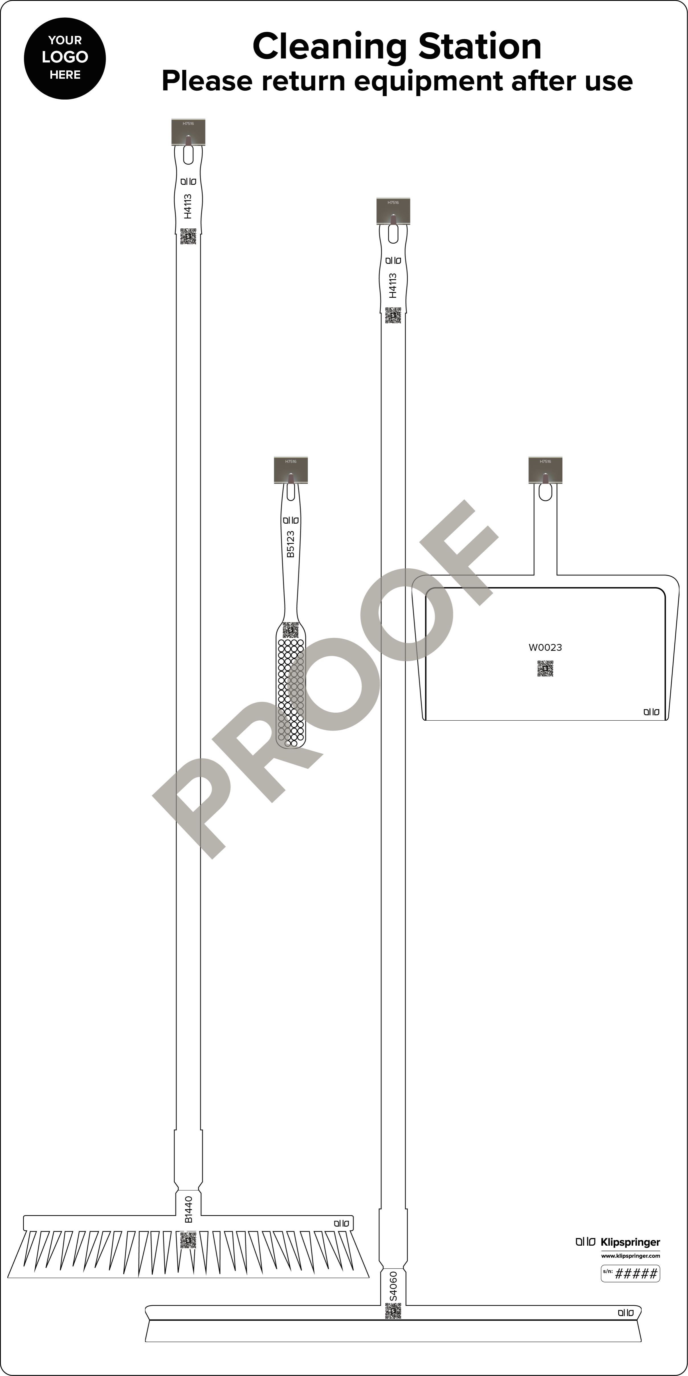 Floor Cleaning Station with Squeegee (with utensils) - White