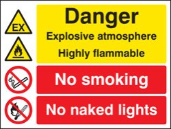 Explosive atmosphere highly flammable no smoking/naked lights