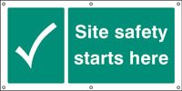 Site safety starts here banner c/w eyelets