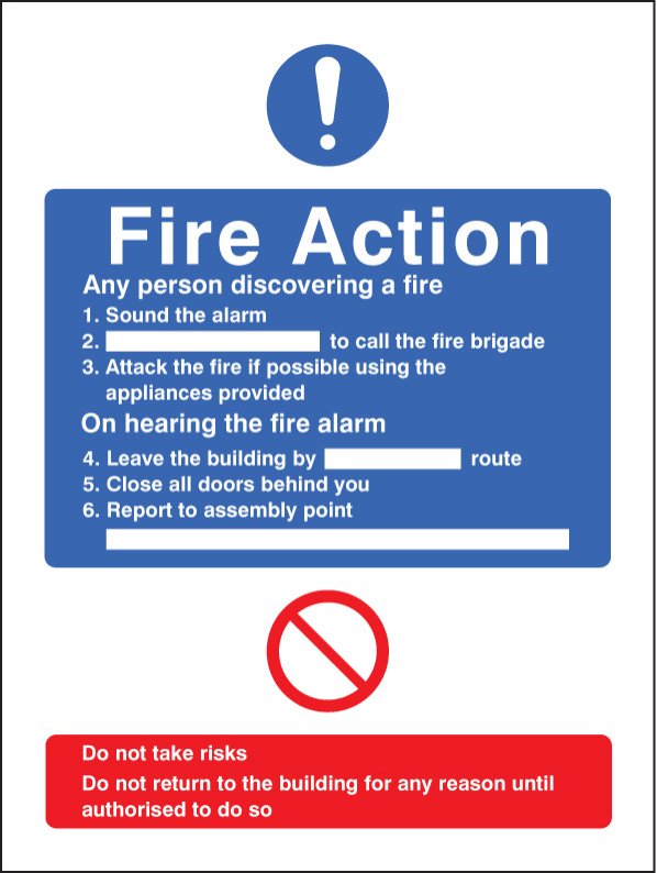 General fire action no lift   Size: H (300x250mm)