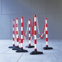 10m Chain Post Kit - 6 Posts, 10m Chain, 10 Hooks & Links - Red/White - Concrete Base