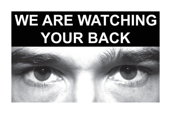 Eye photo sign We are watching your back