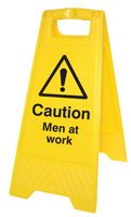 Caution men at work (free-standing floor sign)