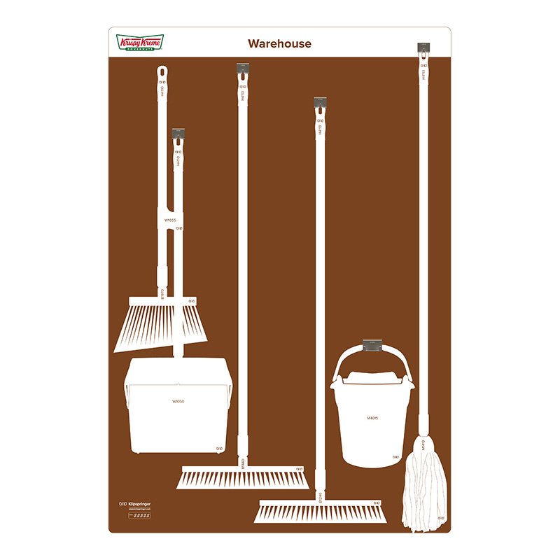 Krispy Kreme Warehouse shadow board - c/w s/s through board hook