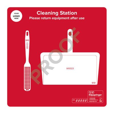 Cleaning Station with Dustpan and Brush- Red