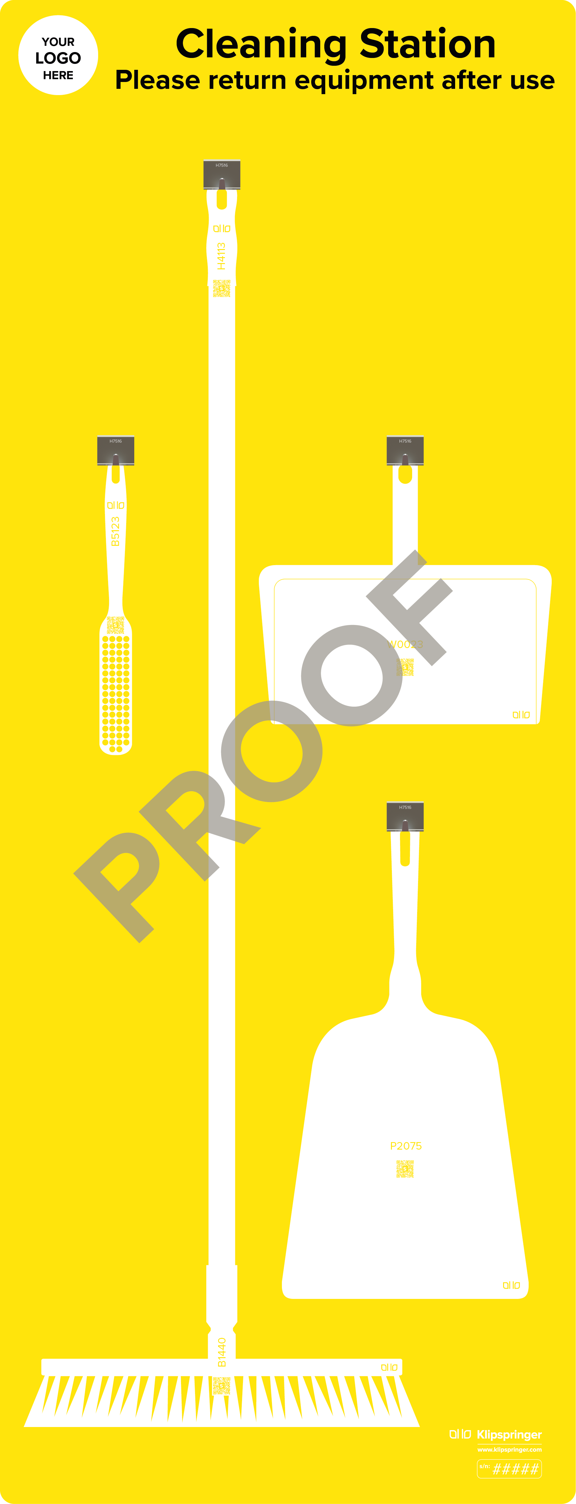 Floor Cleaning Station with Hand Shovel - Yellow