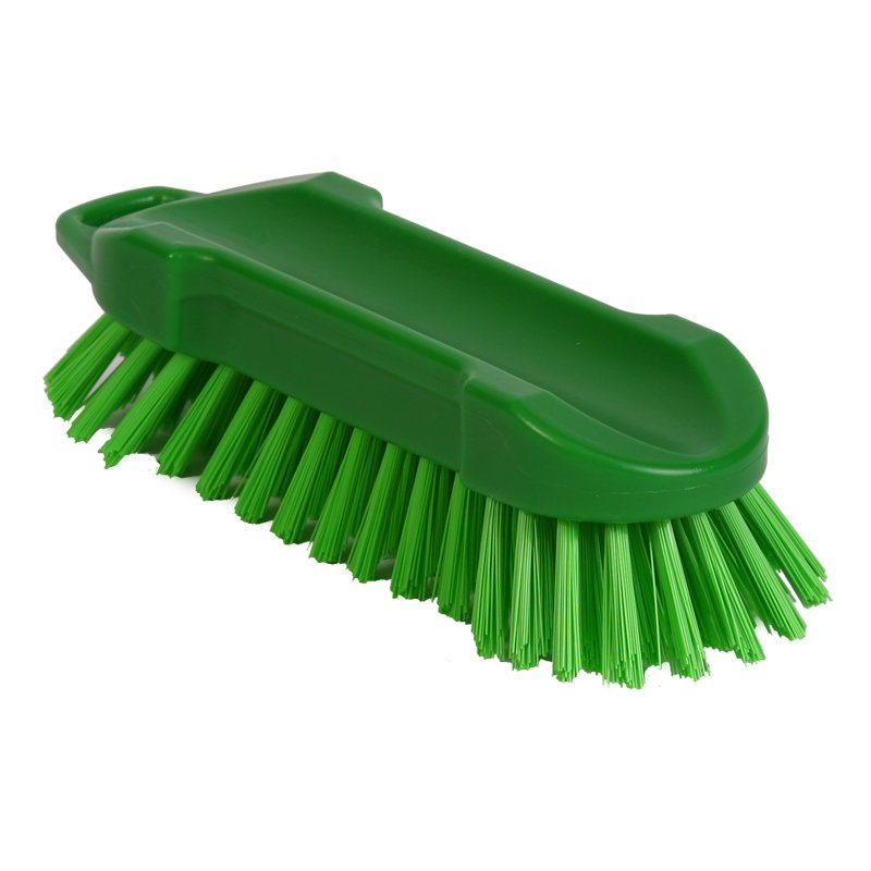 Hand scrub - resin set, stiff PBT bristle, 210mm, green