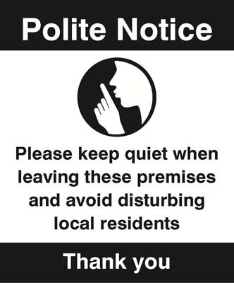 Polite notice Please keep quiet when leaving…   Size: H (300x250