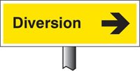 Verge sign - Diversion right 450x150mm (post 800mm)