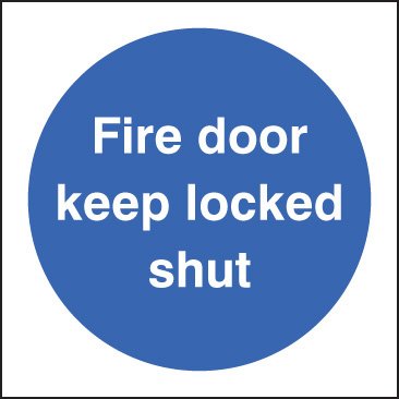 Fire door keep locked shut 80x80mm adhesive backed