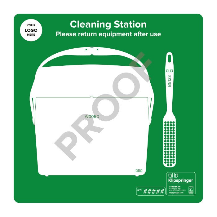 Cleaning Station with Lobby Pan and Brush- Green