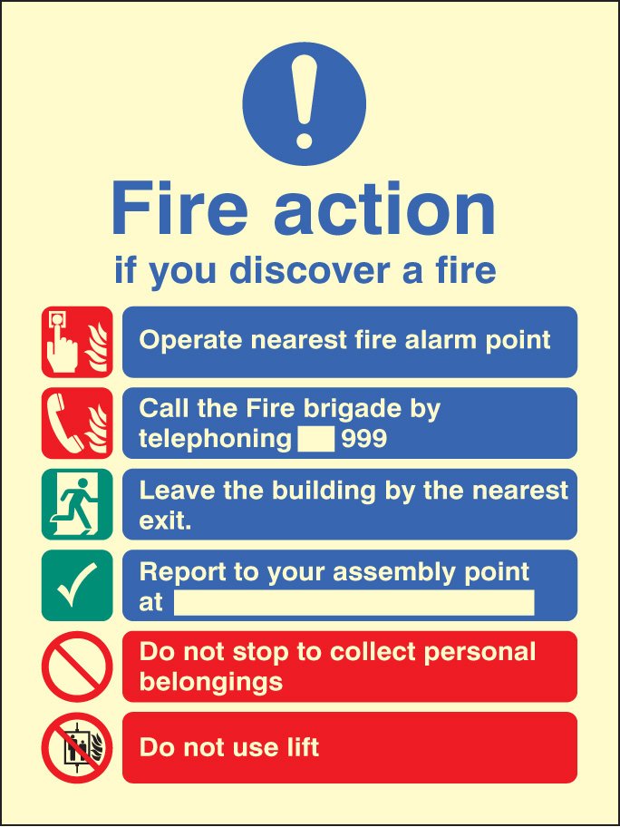 Fire action EEC (manual without lift) 150x200mm adhesive backed