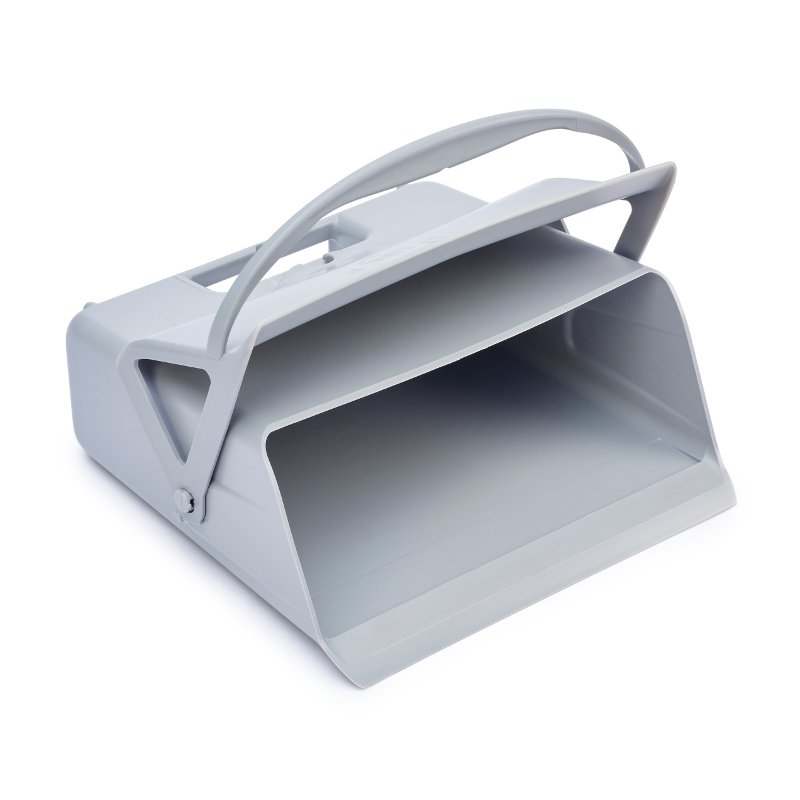 Foodgrade hand dust pan - with hinged lid and clasp, heavy duty, grey
