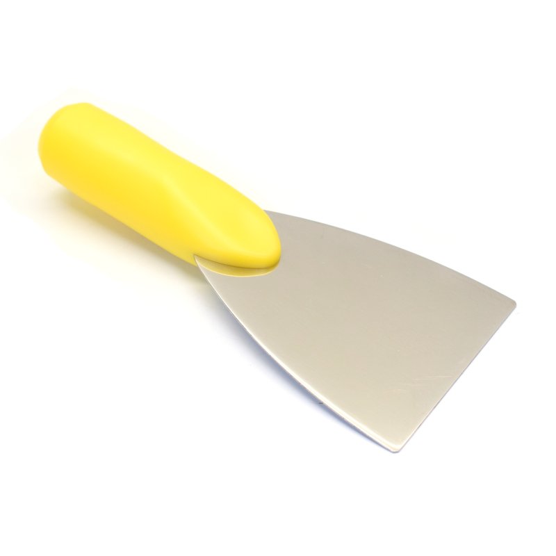 Narrow scraper - threaded - stiff s/s blade, 80 mm, yellow