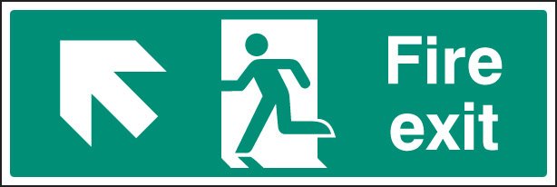 Fire exit arrow up left   Size: G (300x100mm)