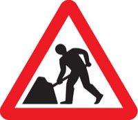 Road works fold up 750mm triangle sign